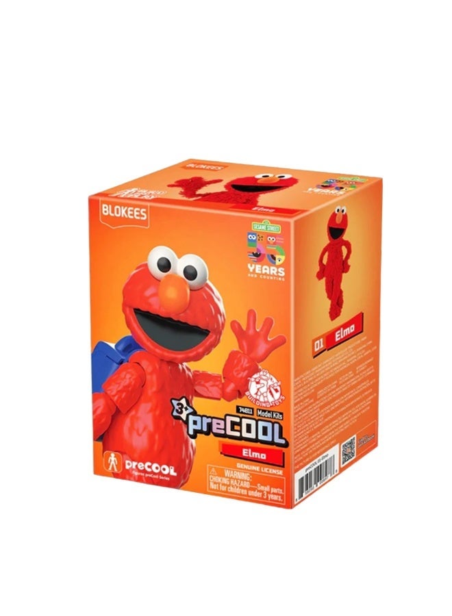 BLOKEES preCOOL Sesame Street Elmo Model Kit | Buildable Action Figure with Backpack | Collectible Construction Toy for Kids Ages 3+ | Articulated Red Plush Character - Image 3